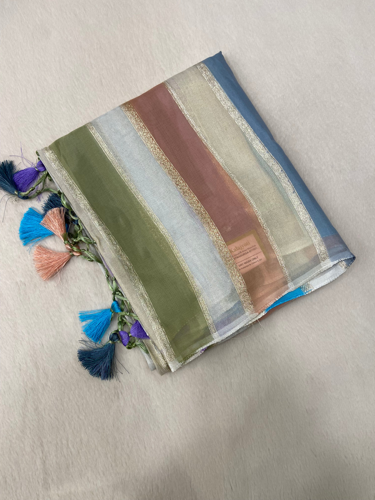 Pure Chinnon Organza Saree💚🤎💙