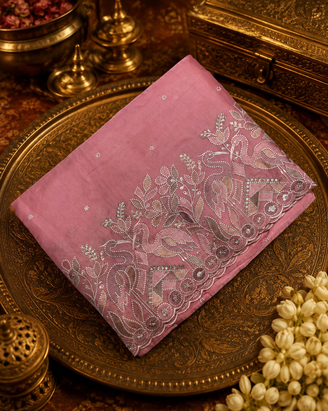 Premium quality soft Tussar saree with thread embroidery