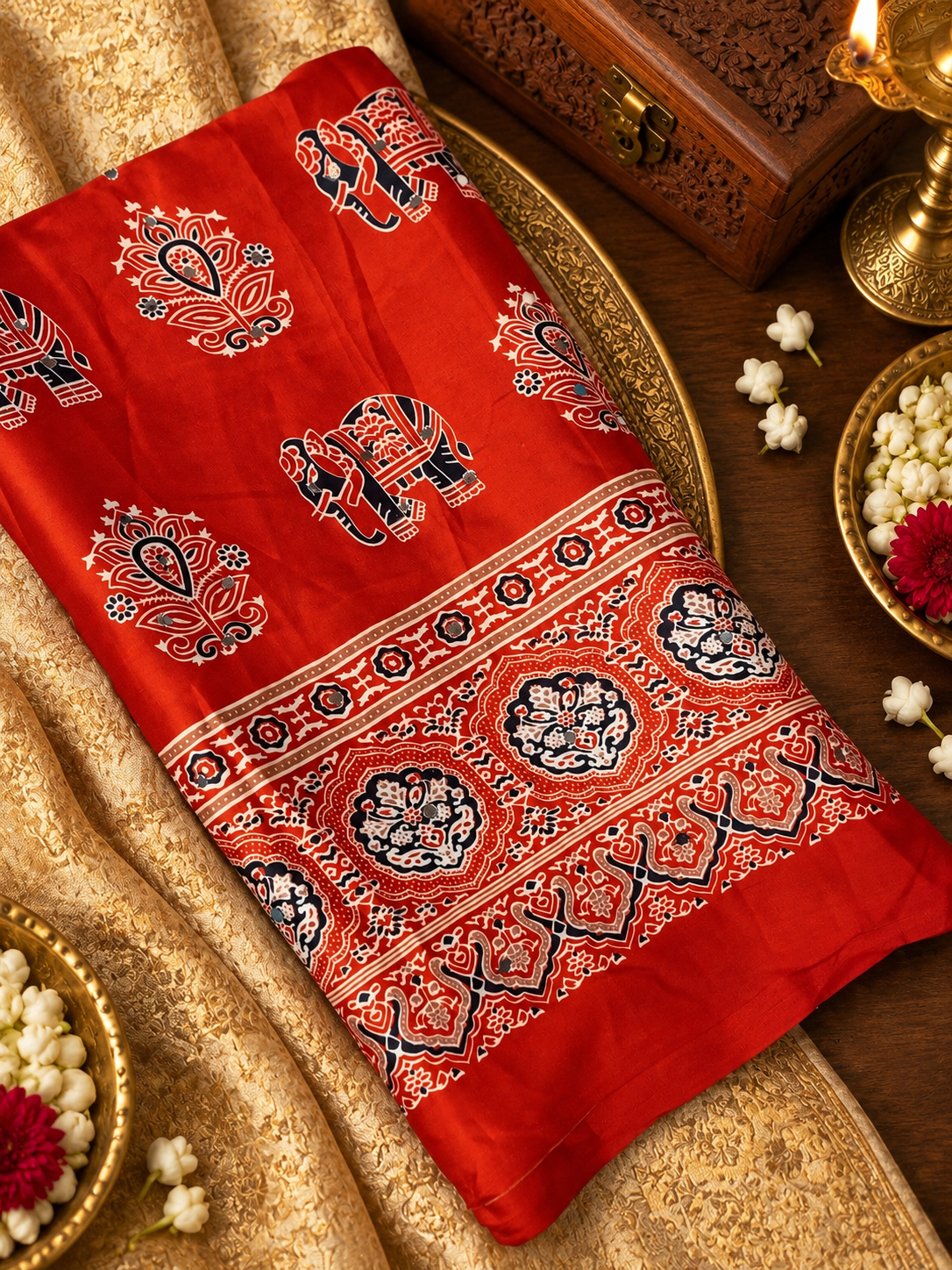Premium Semi Modal Saree With MirrorWork -902099