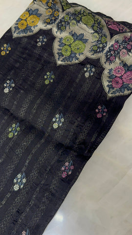 Premium Quality Semi Mashru Silk Saree with Scalloped border