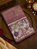 Pure Tissue Organza With Paithani Border - 901996