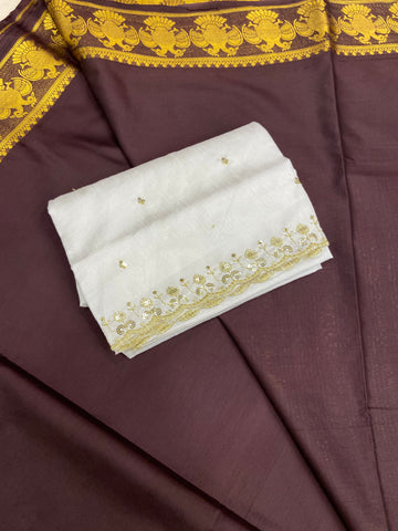 Premium Semi Crepe Mysore Silk Saree With Double Blouse
