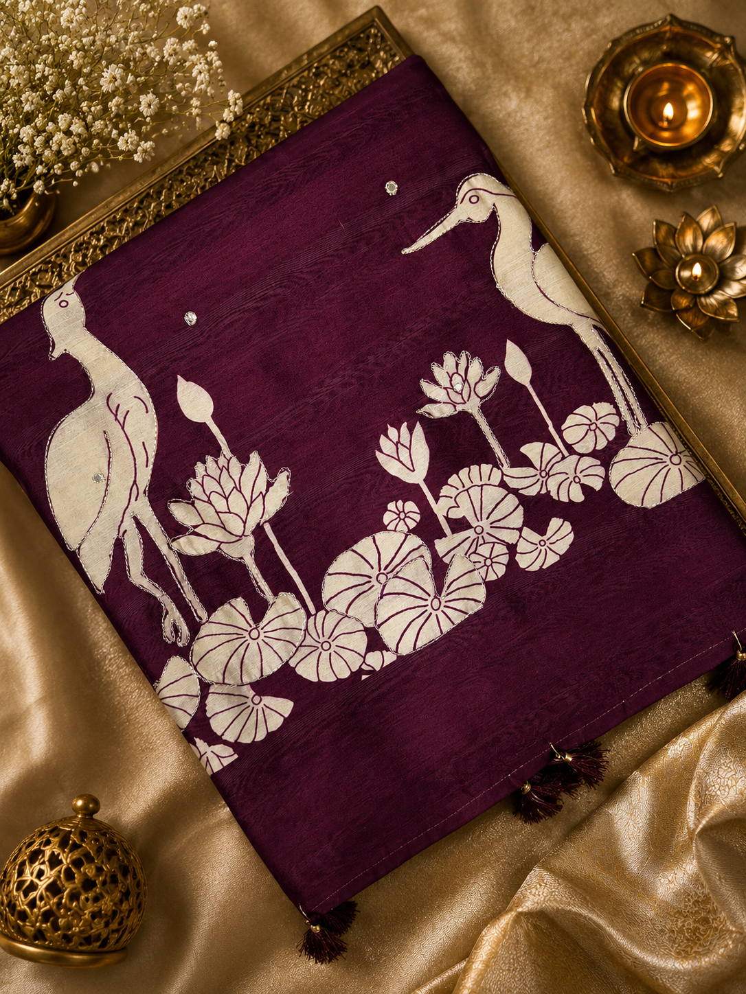 Premium Butter Silk Saree With Appliqué Zari