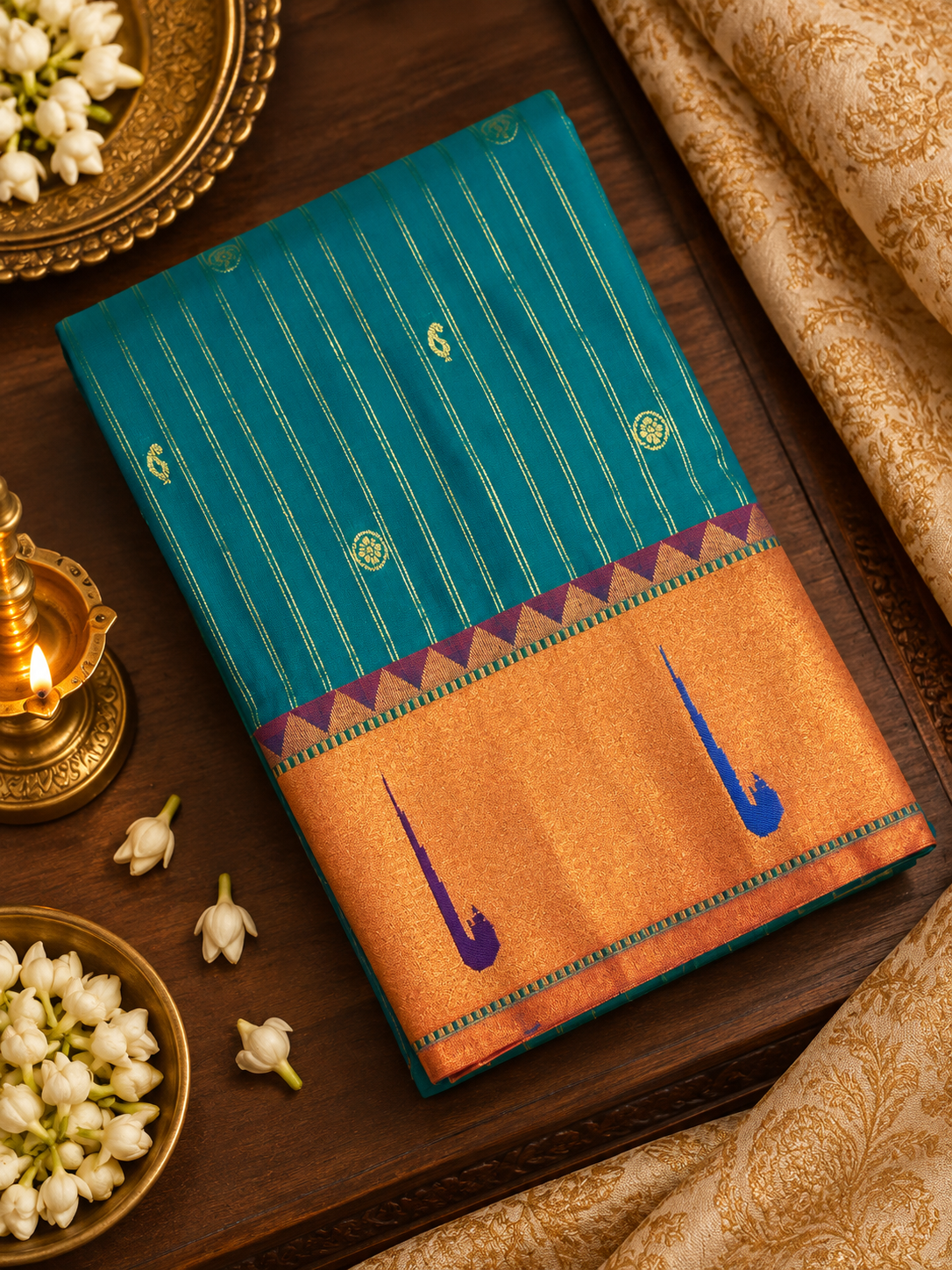 Premium Semi Kanchipuram Silk Saree With Paithani Border -902337