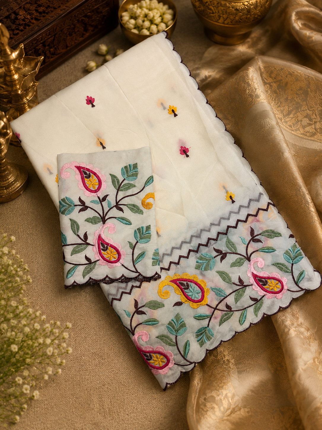 Premium Organza Saree with thread embroidery