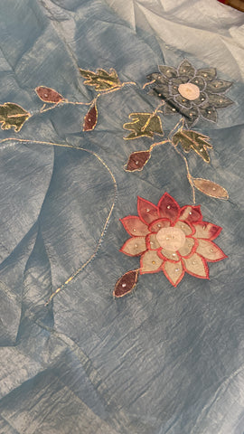 Pure paper crush organza saree