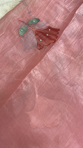 Pure paper crush organza saree