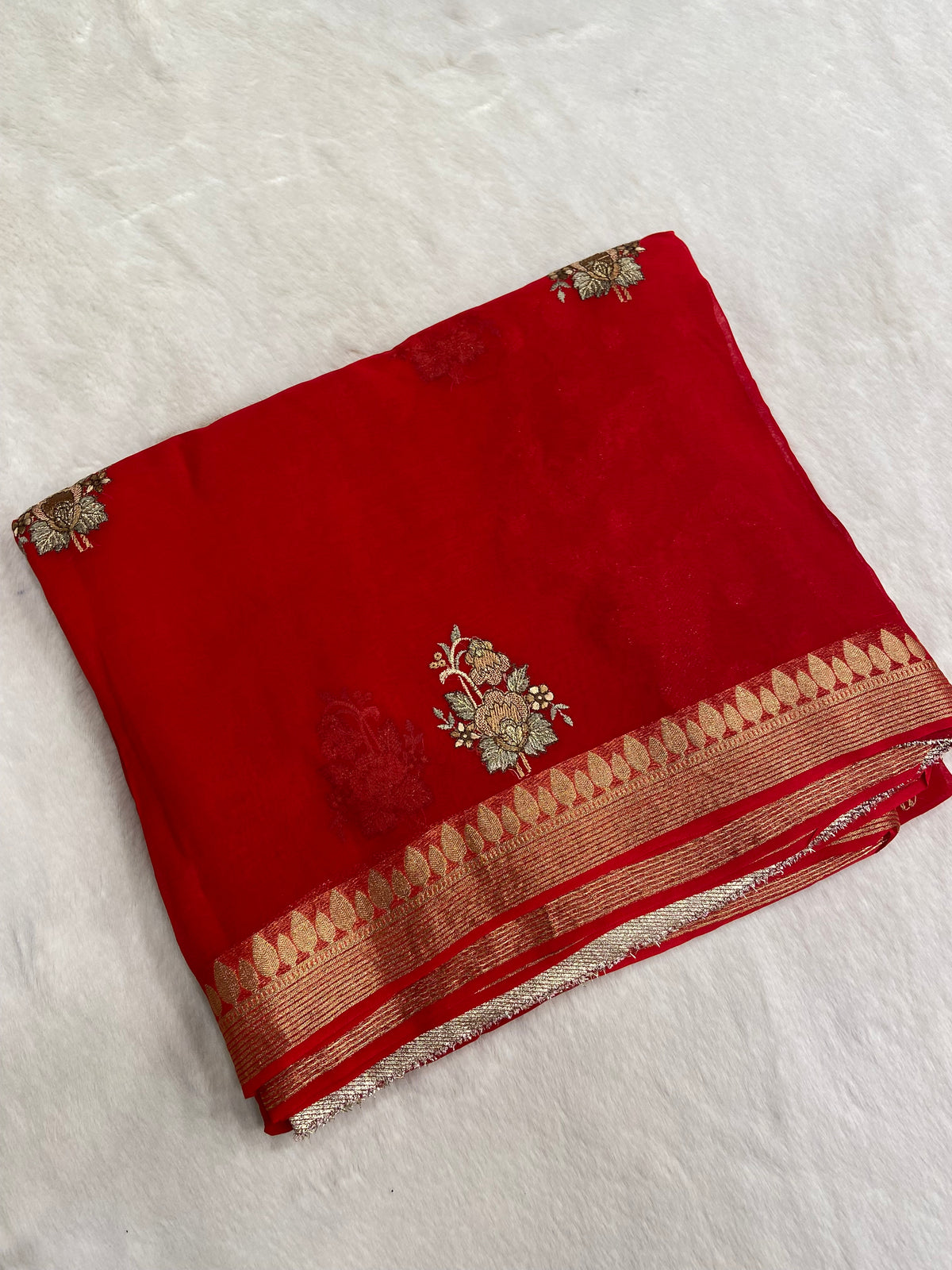 Chiffon Saree With Embroidery