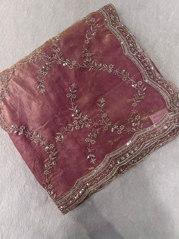 Premium Soft Tissue Saree (peach)