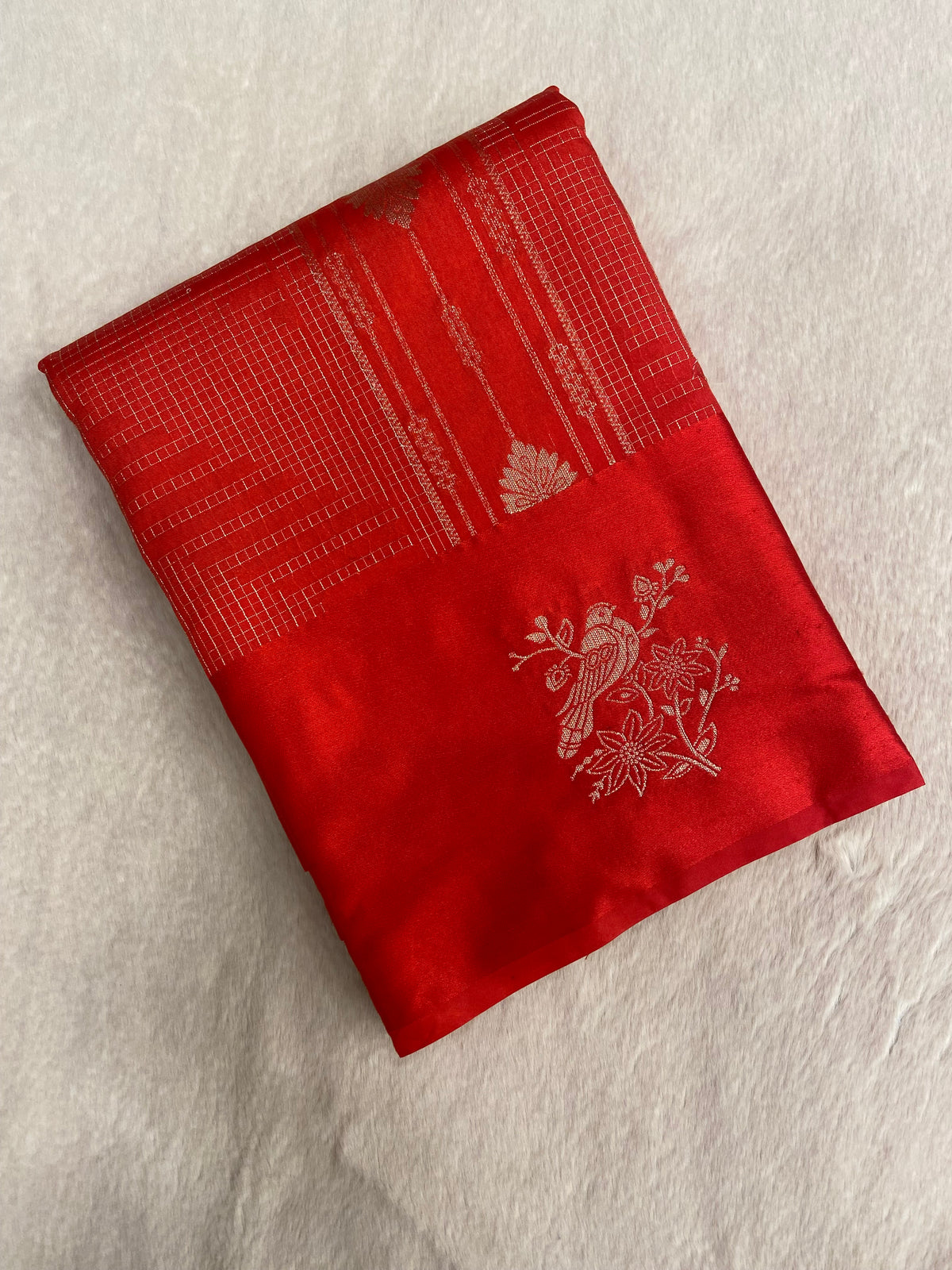 Premium crepe satin silk saree (red)