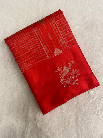 Premium crepe satin silk saree (red)
