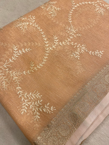 Organza saree with embroidery work