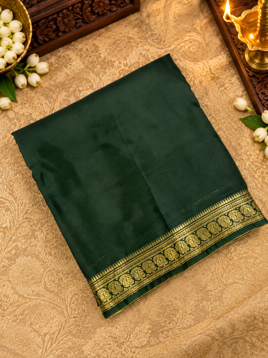 Premium Semi Mysore Crepe Silk Saree 💚-902975