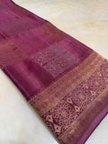Pure Chinnon crepe Saree- 902541 Dark onion pink