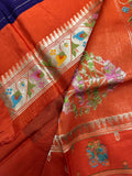 Premium Quality Tussar Saree in Paithani Weaves With Satin Border