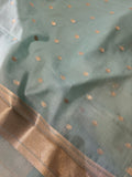 Premium quality semi Paithani silk by Organza- Aqua Blue- 902472