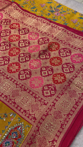 Premium Banarasi Crepe Kalamkari Saree