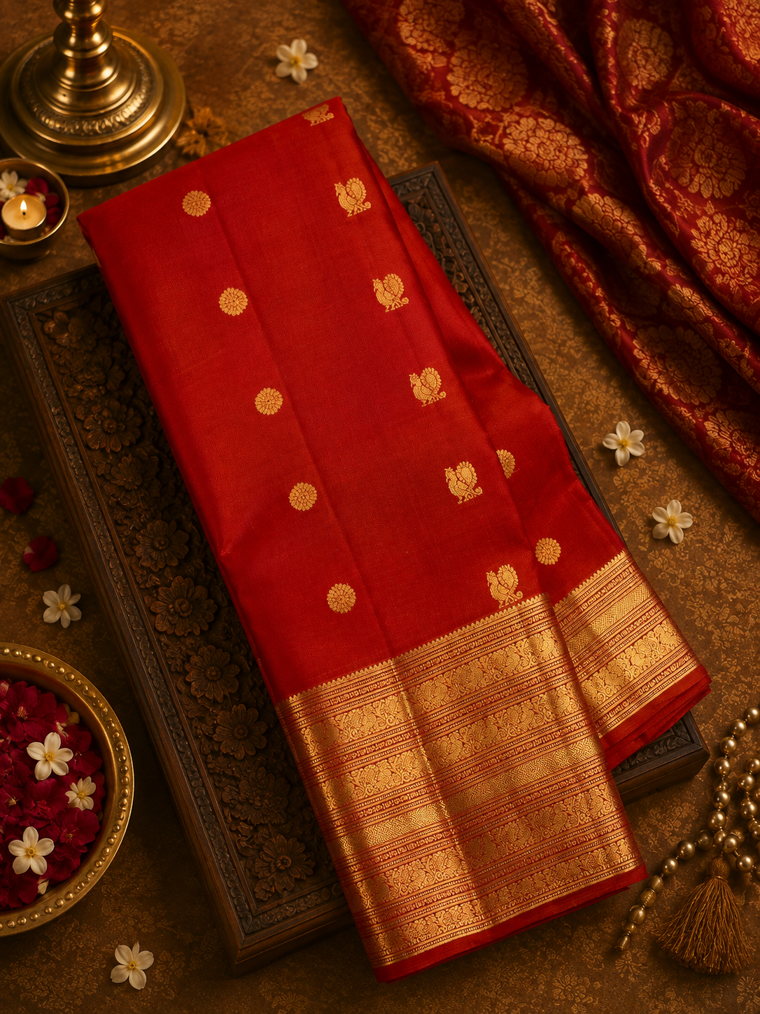 Pure Kanjeevaram Silk Saree- Peach