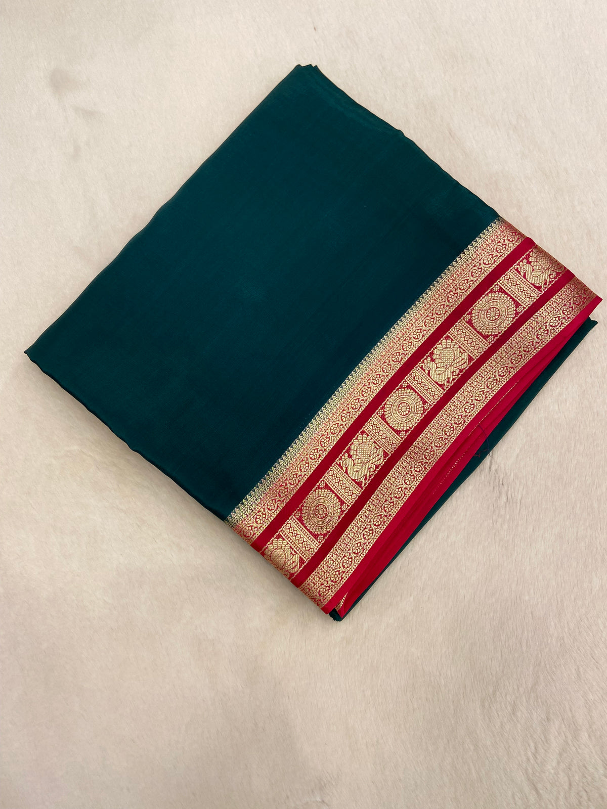 Pure Mix Crepe Mysore Silk Saree (Dark🟢)
