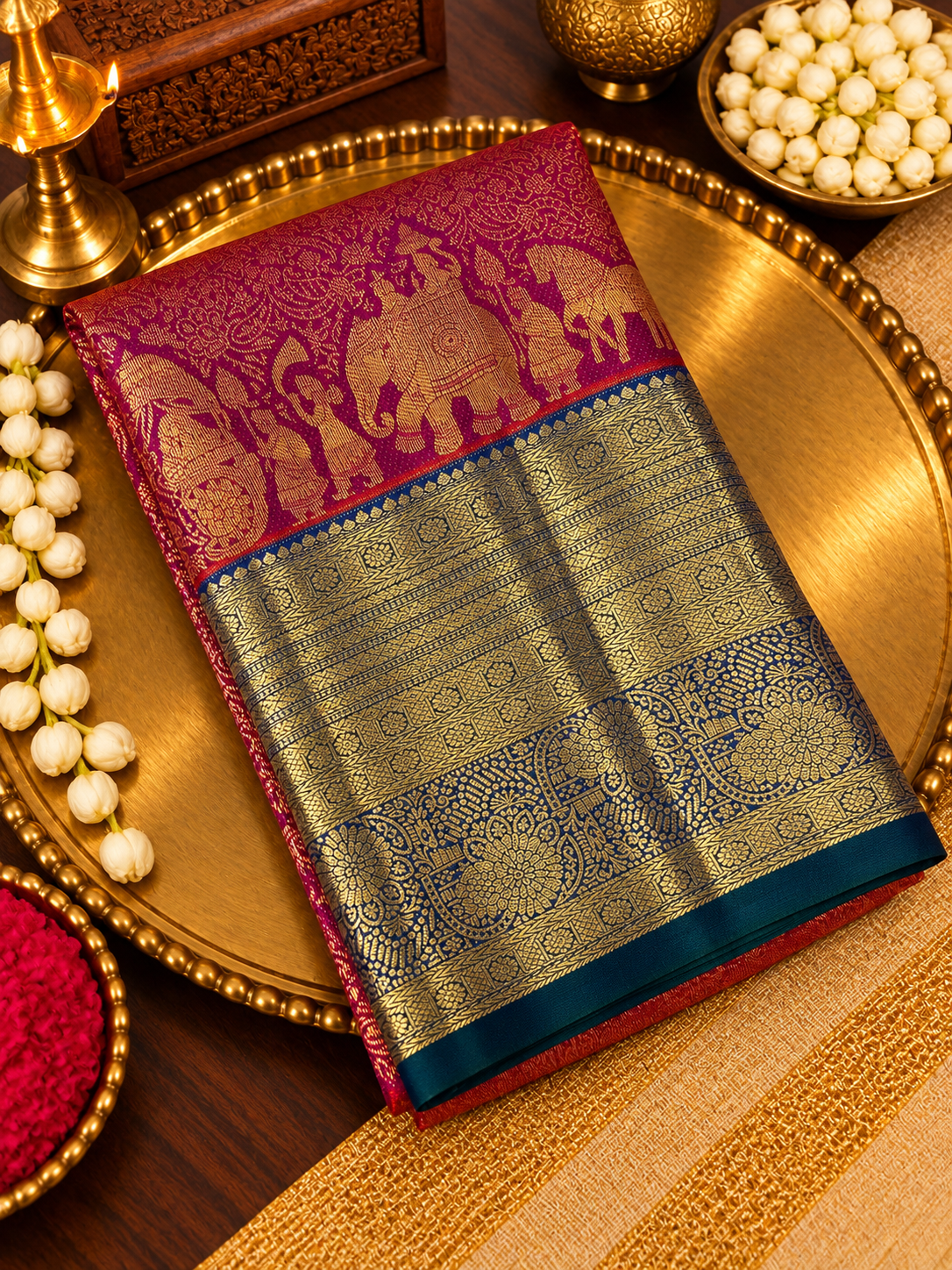 Premium Bridal Semi Kanchipuram Silk Saree - 902915