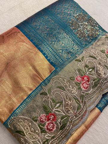 New concept in bridal soft tissue semi silk saree 💙