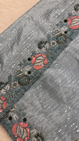 Pure Chinnon Saree with sequence work