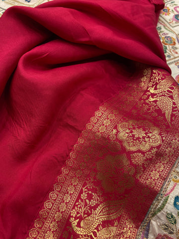 Premium Banarasi Crepe silk Saree With Appliqué Work