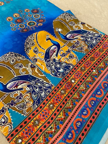Banarasi Kalamkari Saree With Mirror Work