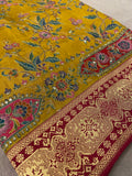Premium Banarasi Crepe silk Saree With Appliqué Work - 902644