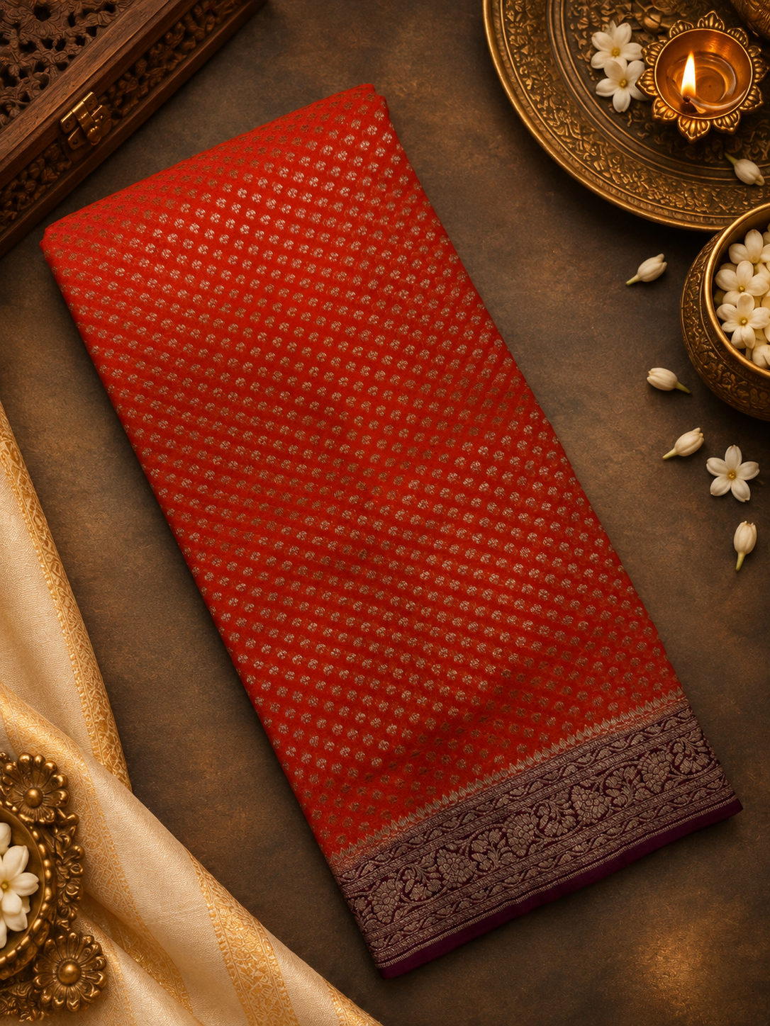 Pure crepe khaddi Banarasi saree- Silk mark certified