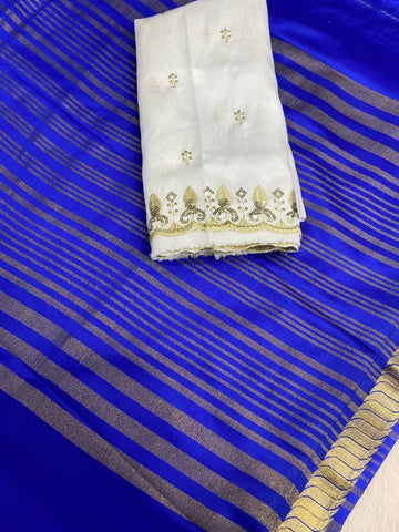 Premium Semi Crepe Mysore Silk Saree With Double Blouse