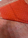 Pure Mix Mysore Crepe Silk Saree in brocade design- 902595 Rust Orange