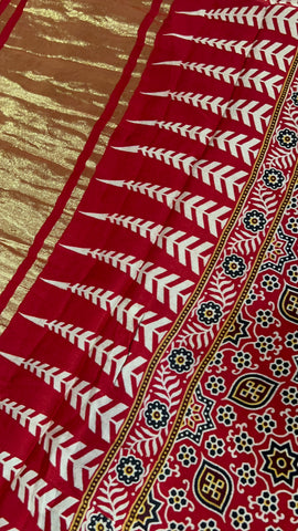 Pure Gajji modal silk saree (Red)