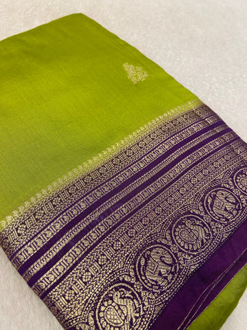 Premium Semi Chanderi Saree💚- 900909