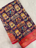 Pure Banarasi Crepe Satin Kalamkari Saree
