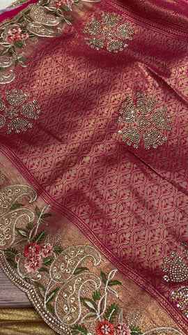 New concept in bridal soft tissue semi silk saree(lavender)