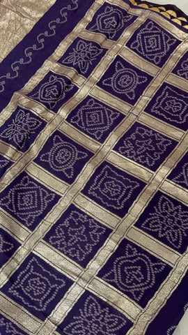 Premium Assam Silk Saree with Bandhani design (Purple)
