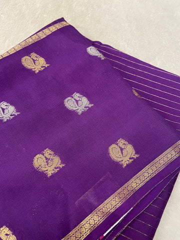 Pure Mix Semi Crepe Mysore Silke Saree