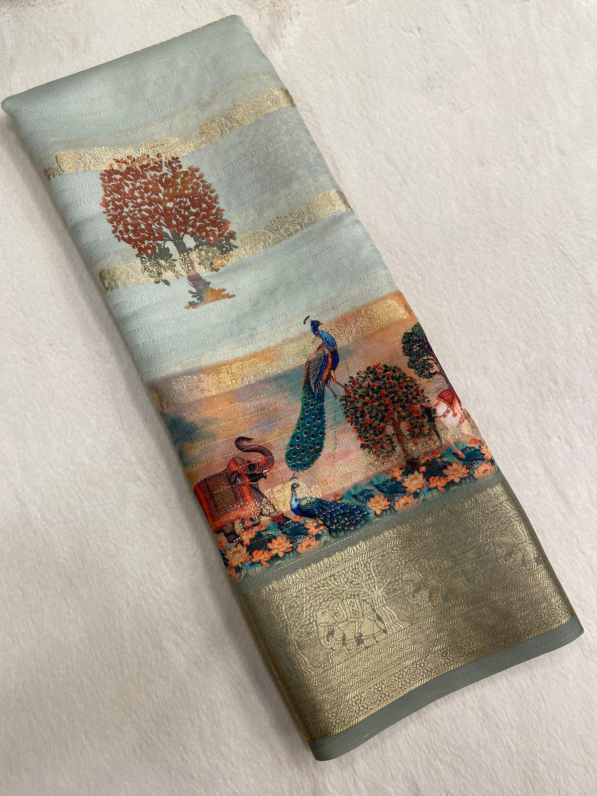 Premium Dola Kalamkari Design Saree💚