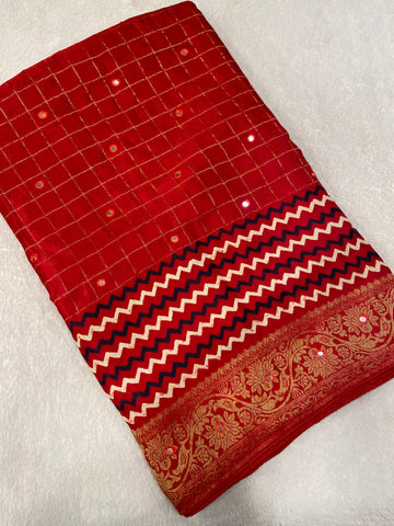Premium Gajji Modal Silk Saree With Mirror Work❤️
