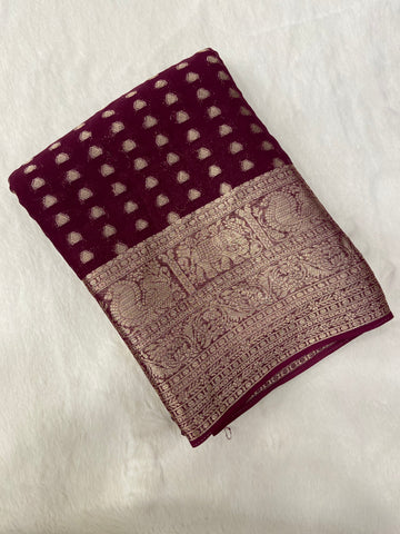 Soft Georgette Saree(Wine)