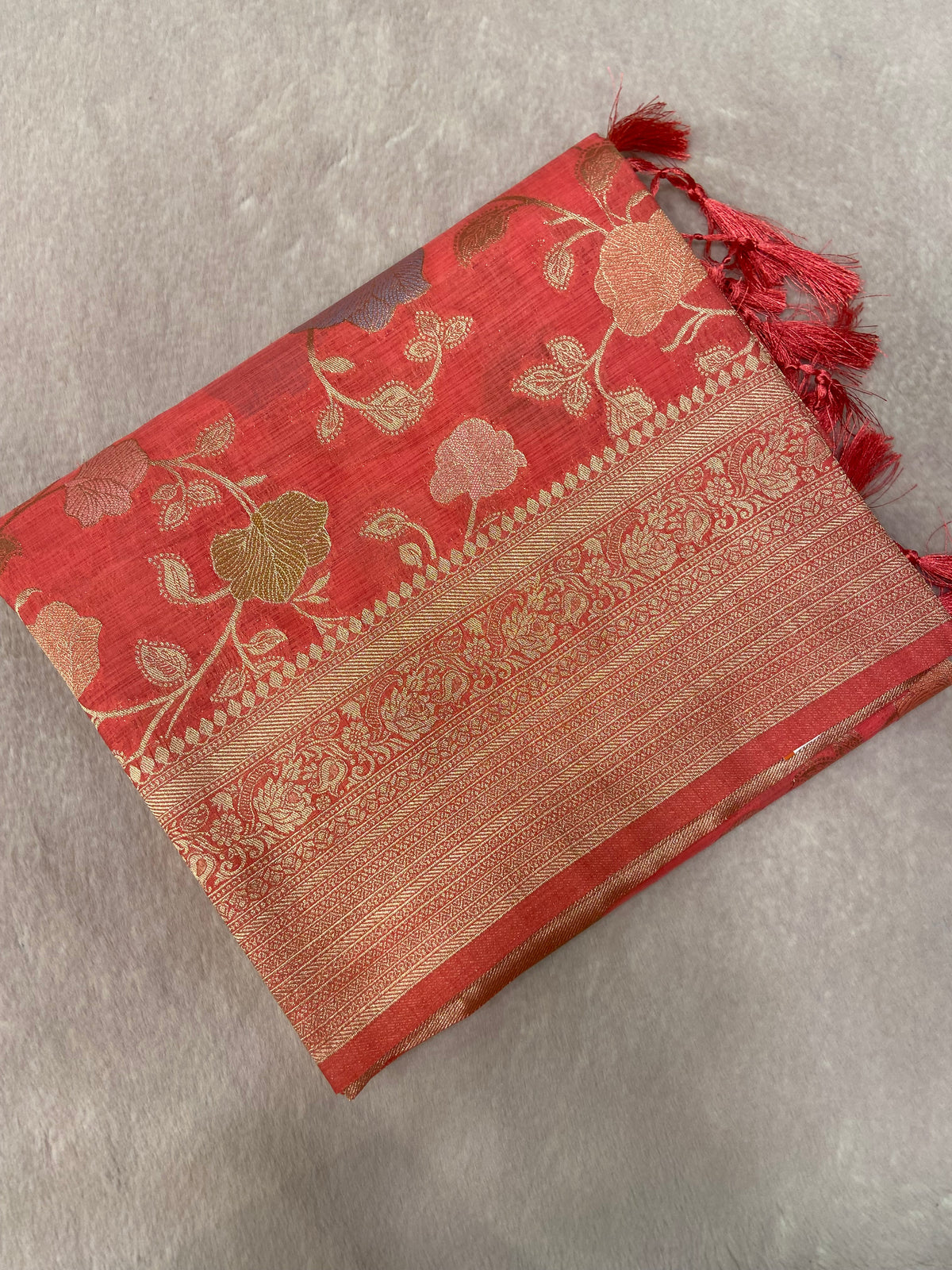 Premium Heritage Cotton Saree (peach)