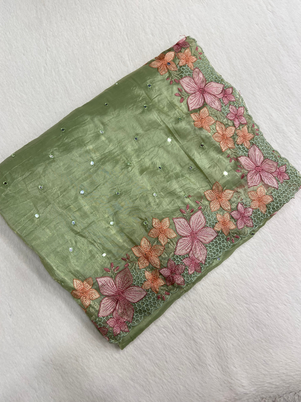 Pure paper crush organza saree