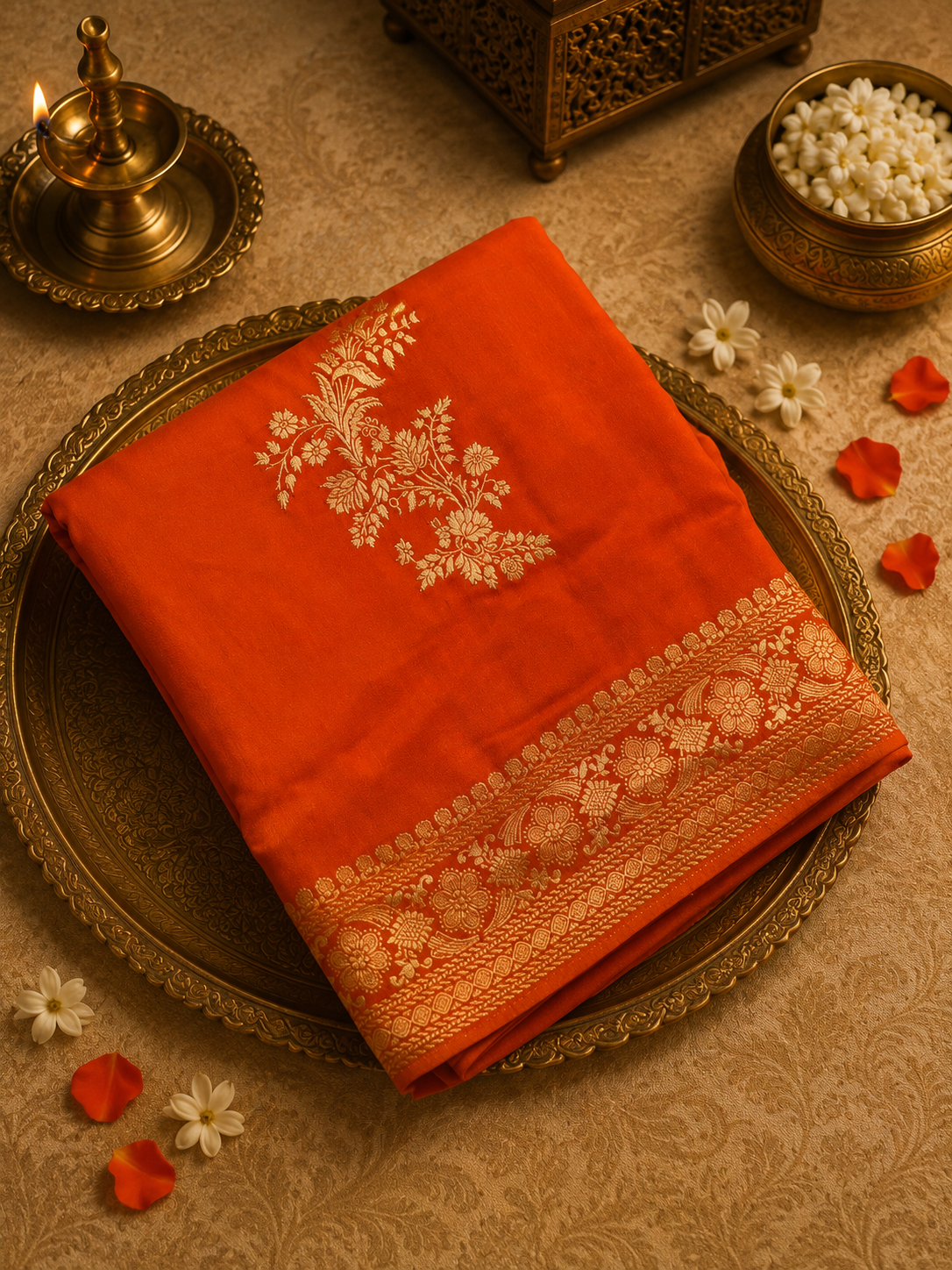 Premium Crepe Georgette Saree🧡