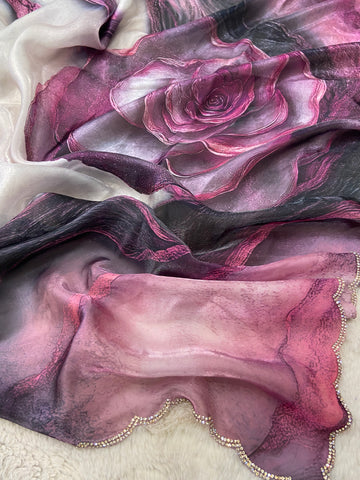 Premium Crepe Organza Saree