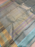 Pure 1G gold zari handloom Kanjeevaram Silk Saree- Silk mark certified- PS2414 Biegish X Baby blue
