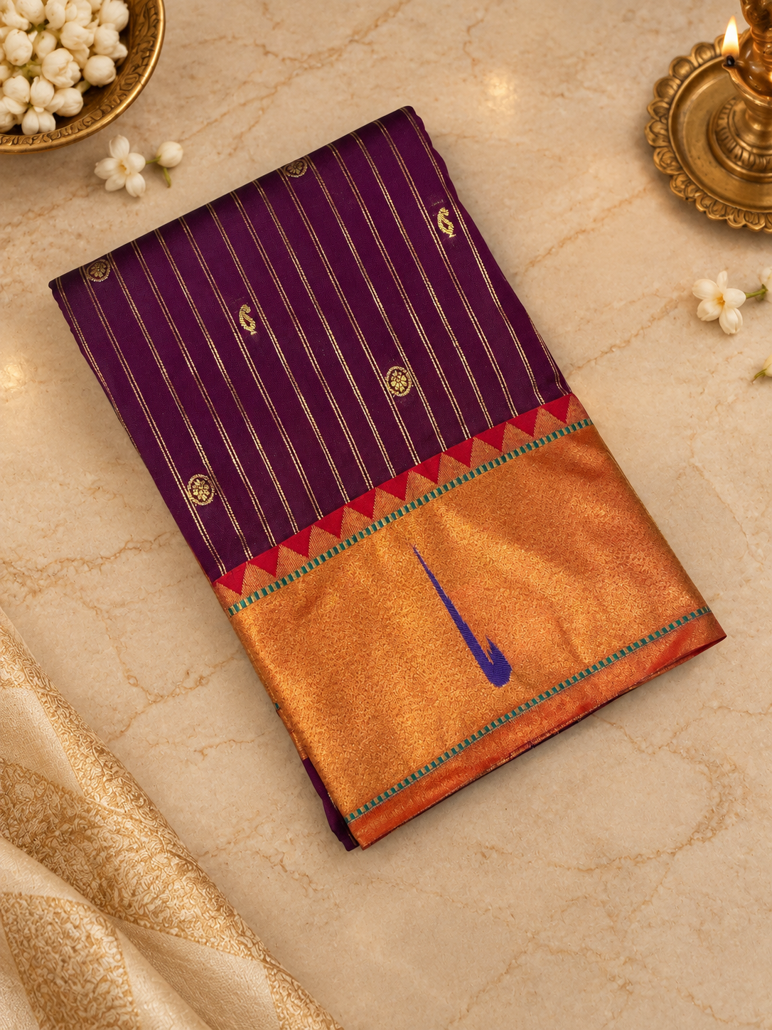 Premium Semi Kanchipuram Silk Saree With Paithani Border -902337