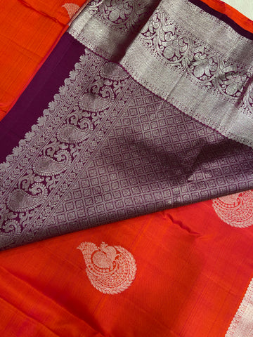 Pure 1G zari handloom Kanjeevaram silk mark certified saree