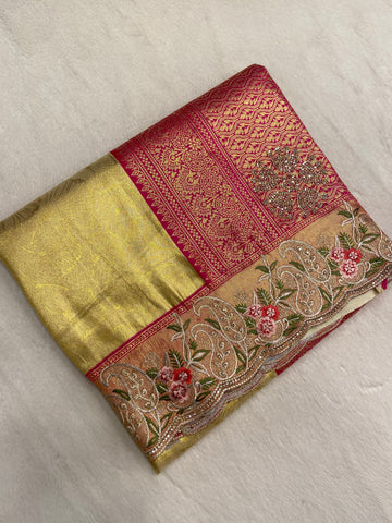 New concept in bridal soft tissue semi silk saree💛