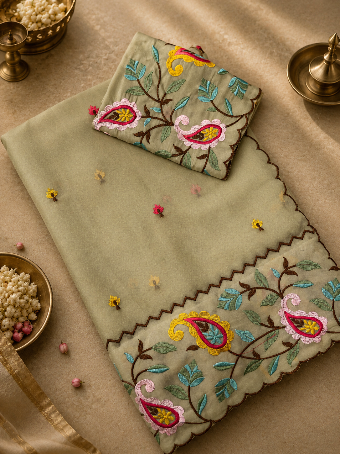 Premium Organza Saree with thread embroidery